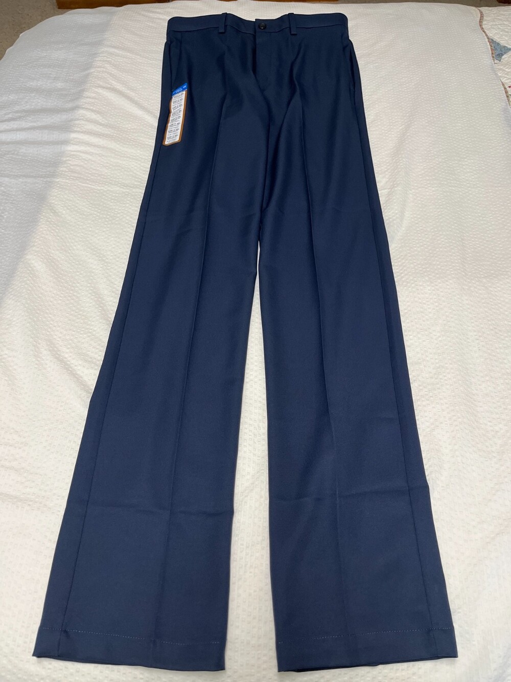 Haggar Men's Cool 18 Pro straight fit pants 32X38 Navy Blue no iron NWT $70 MSRP